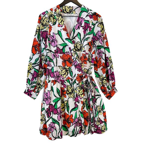 Roller Rabbit Size M Jorales Bibianna Wrap Floral Mini Dress Multi-Color V-Neck - Picture 1 of 11